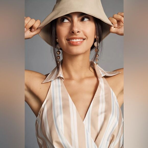 Anthropologie Maeve Asymmetrical Wrap Shirt Dress Size 12 - Picture 2 of 4